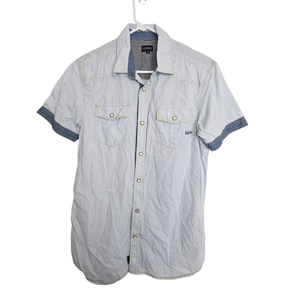 Buffalo David Bitton Shirt Snap Front Western Shirt Short Sleeve Men S Striped